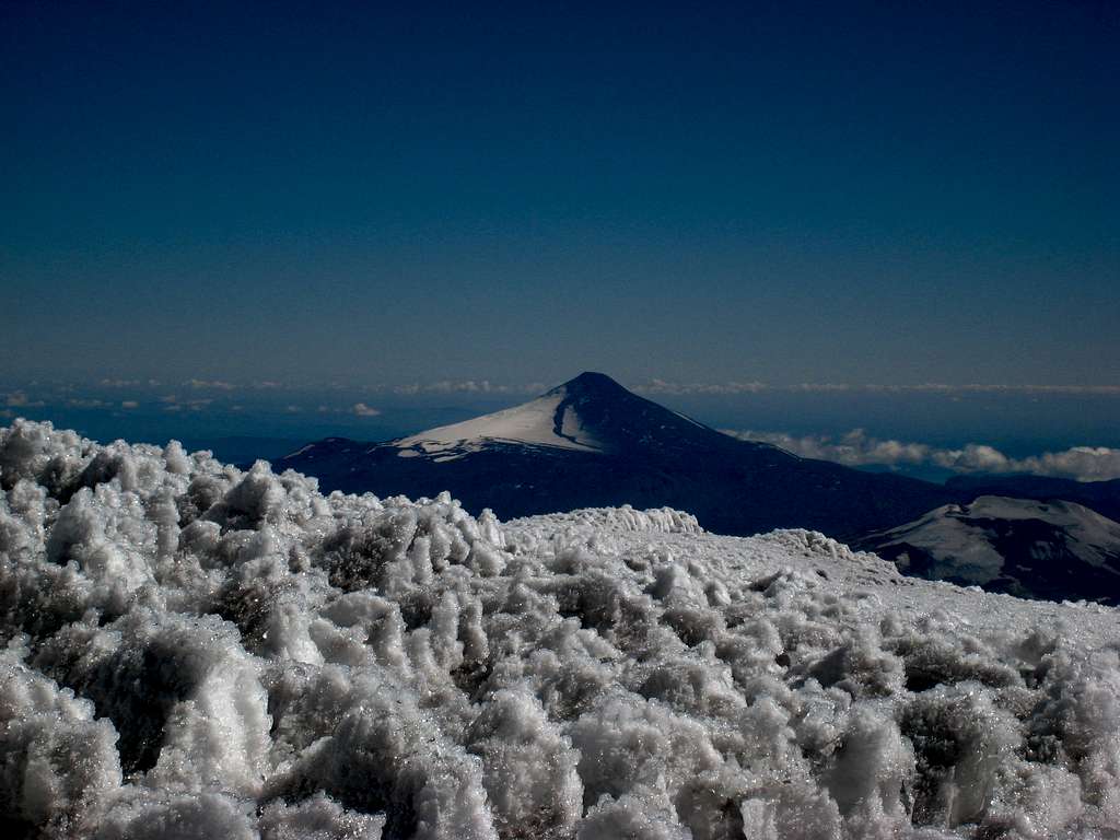 Villarrica from Lanin with the north side covered in ash