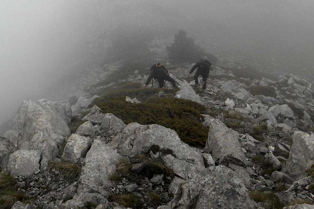 Scrambling on thewest face