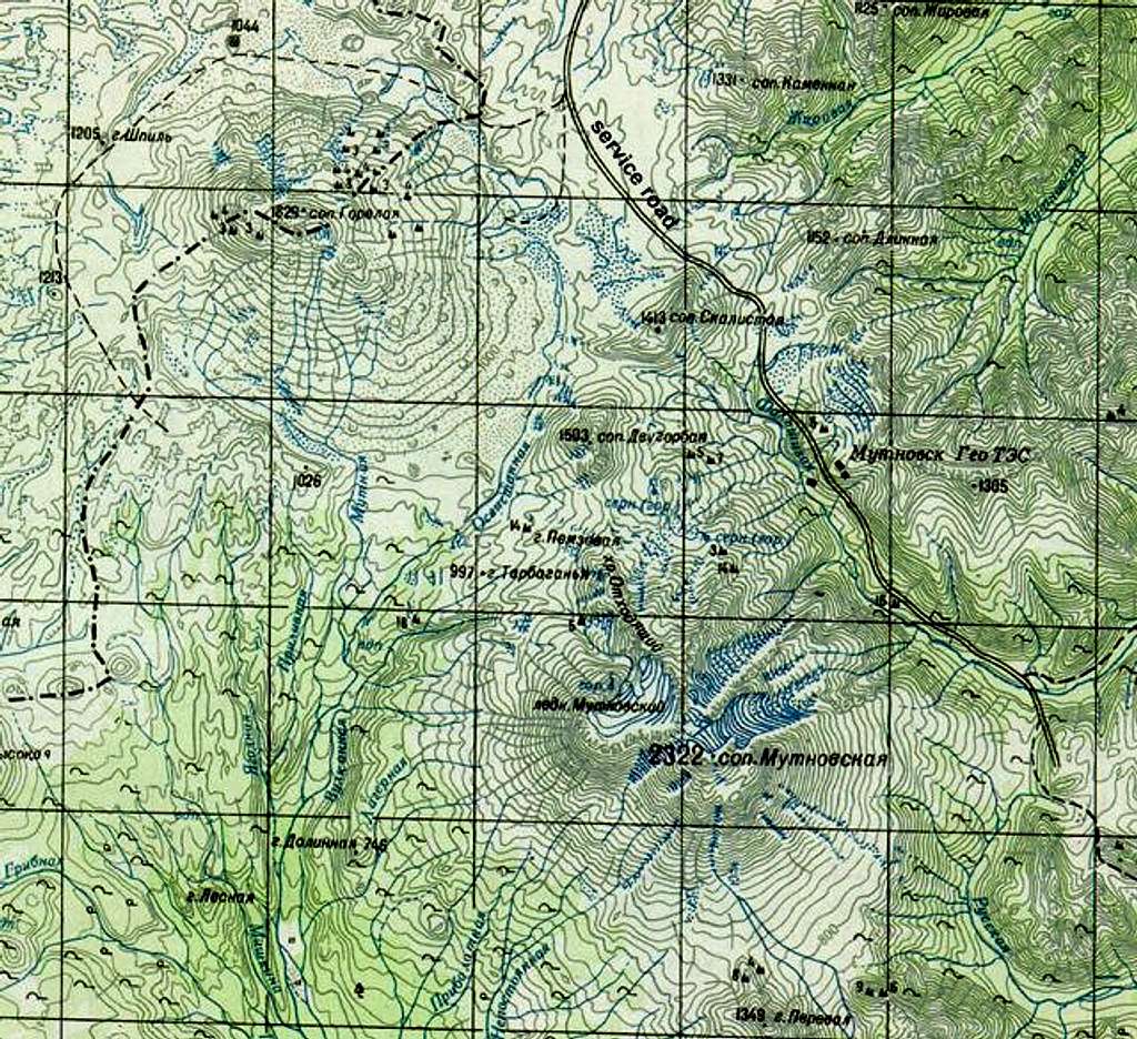 Map of Mutnovsky and Gorely