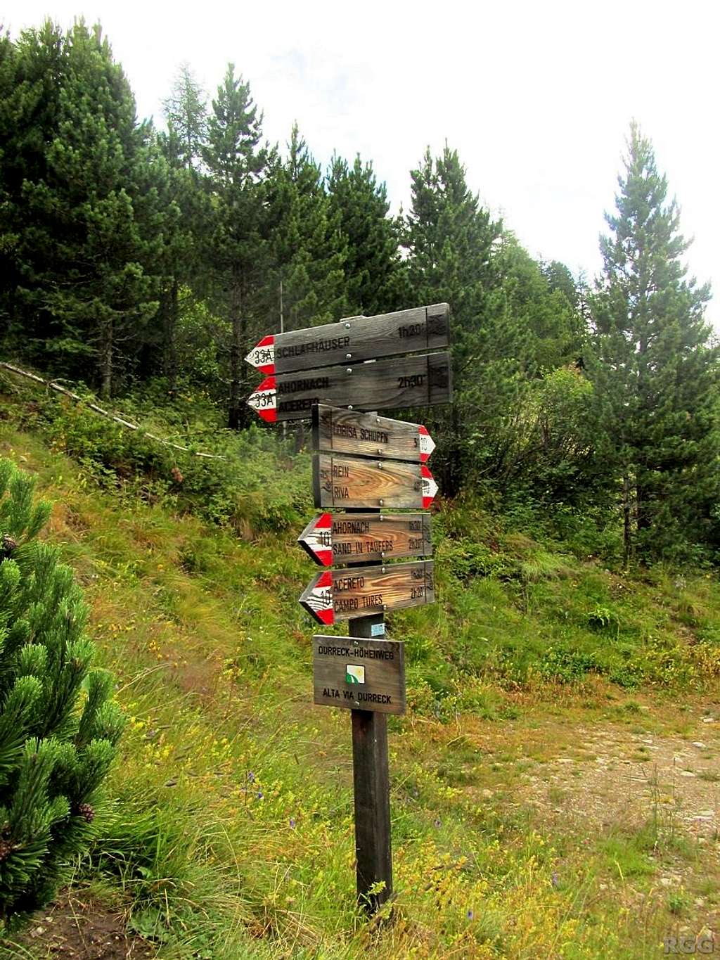 Signpost at the turnoff to the Großer Moosstock