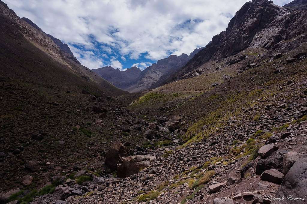Upper part of the Trail with the Toubkal Refuges