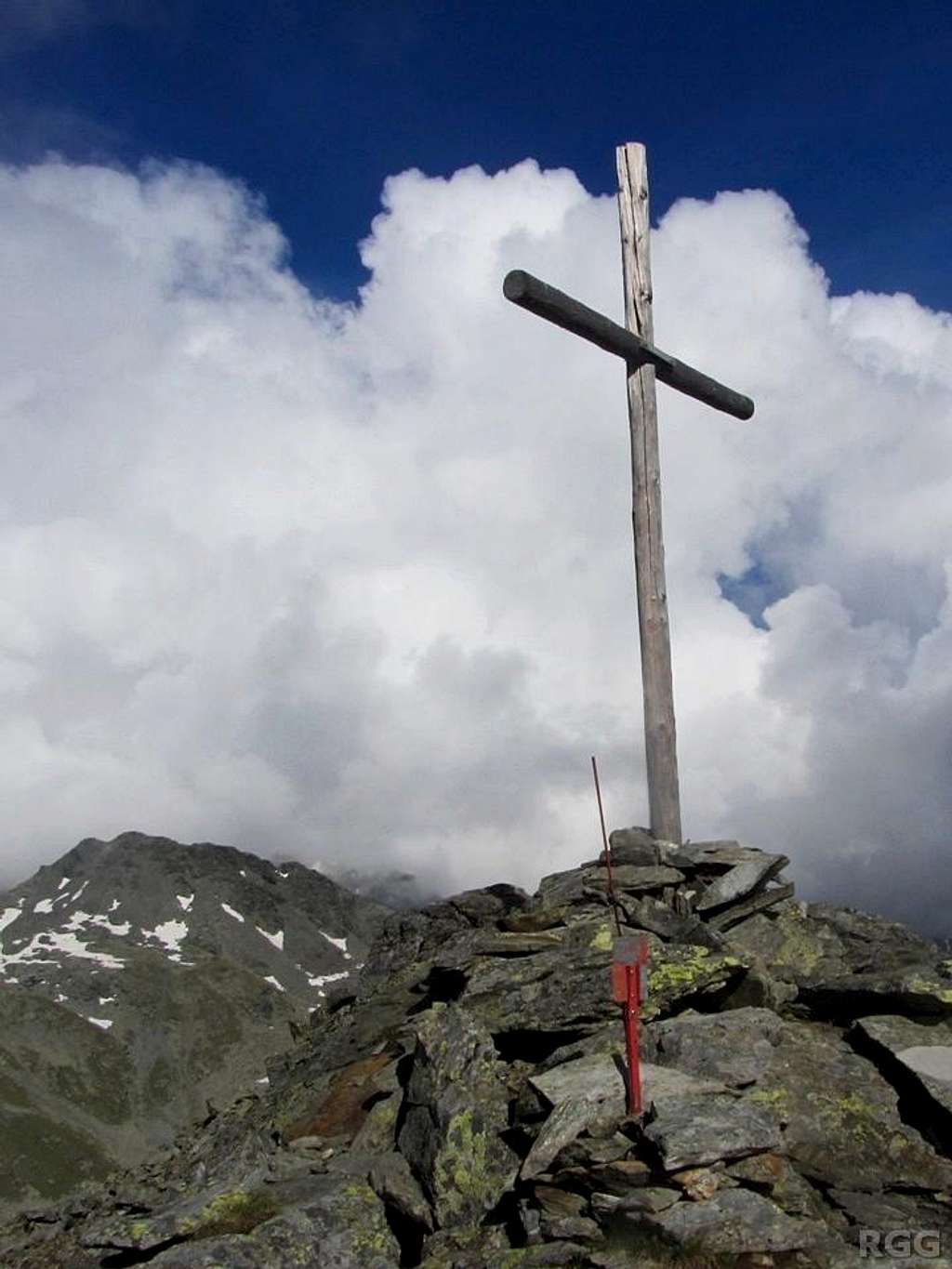 A simple wooden cross marks the summit of Stutennock
