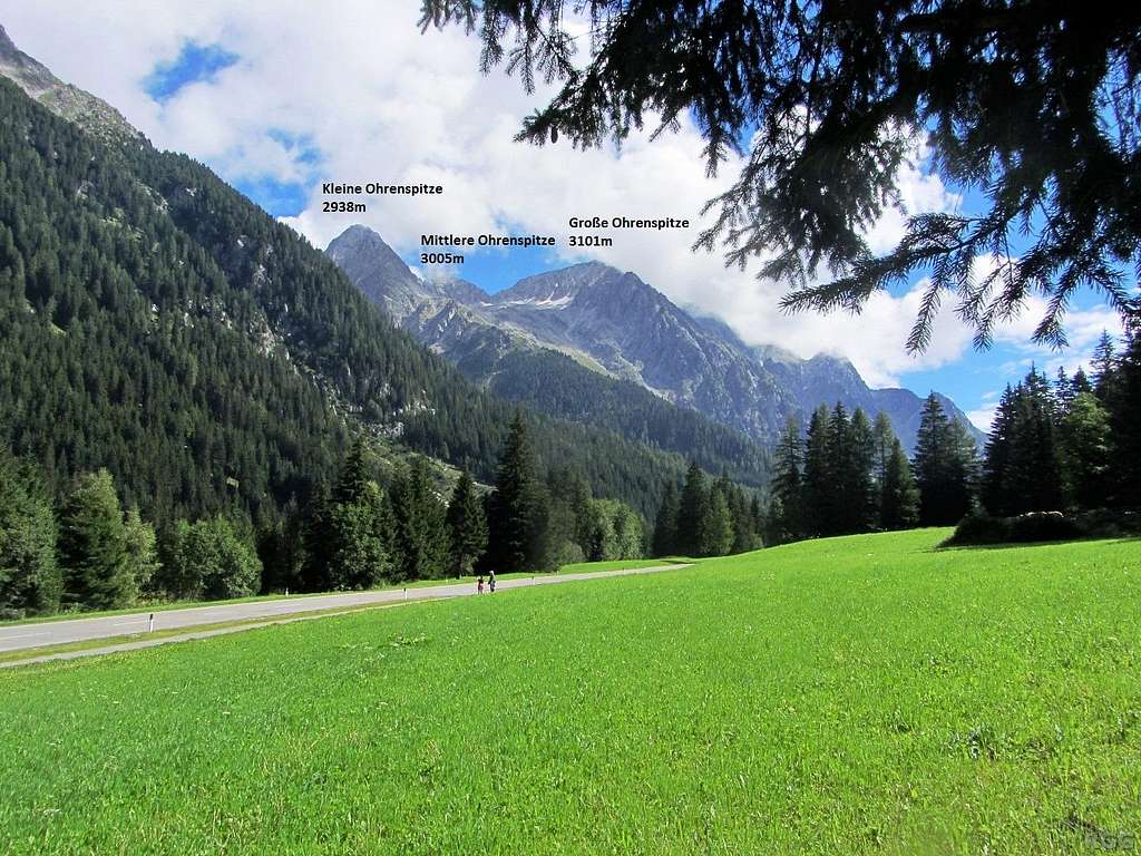 Annotated panorama of the Ohrenspitzen
