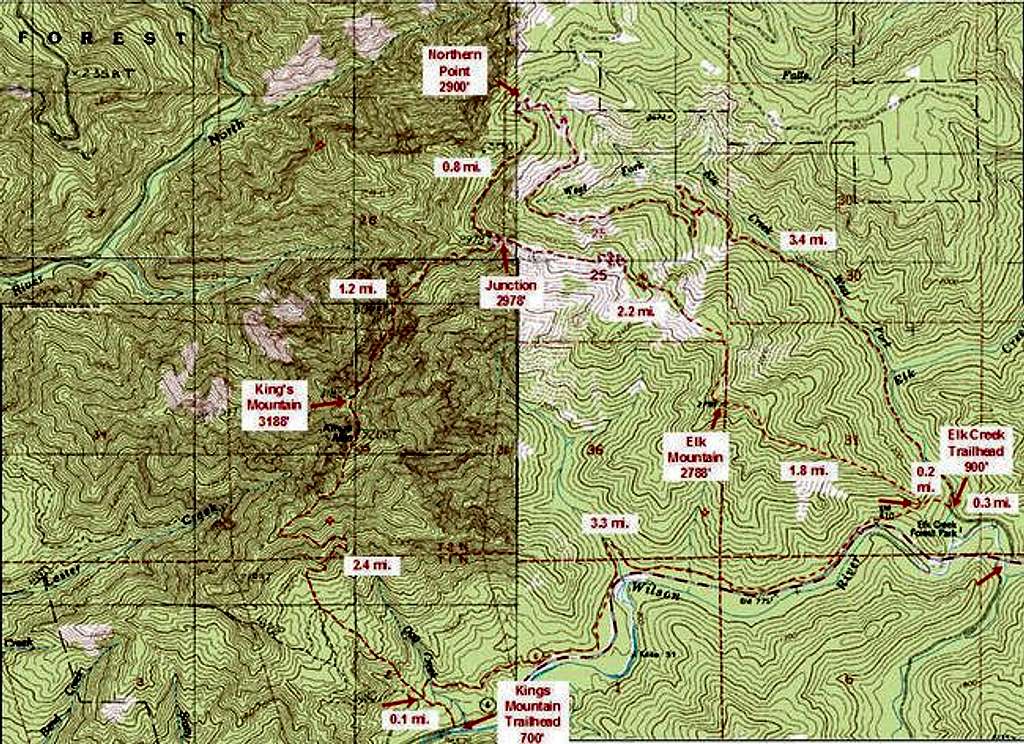map of Elk Mountain / Kings...