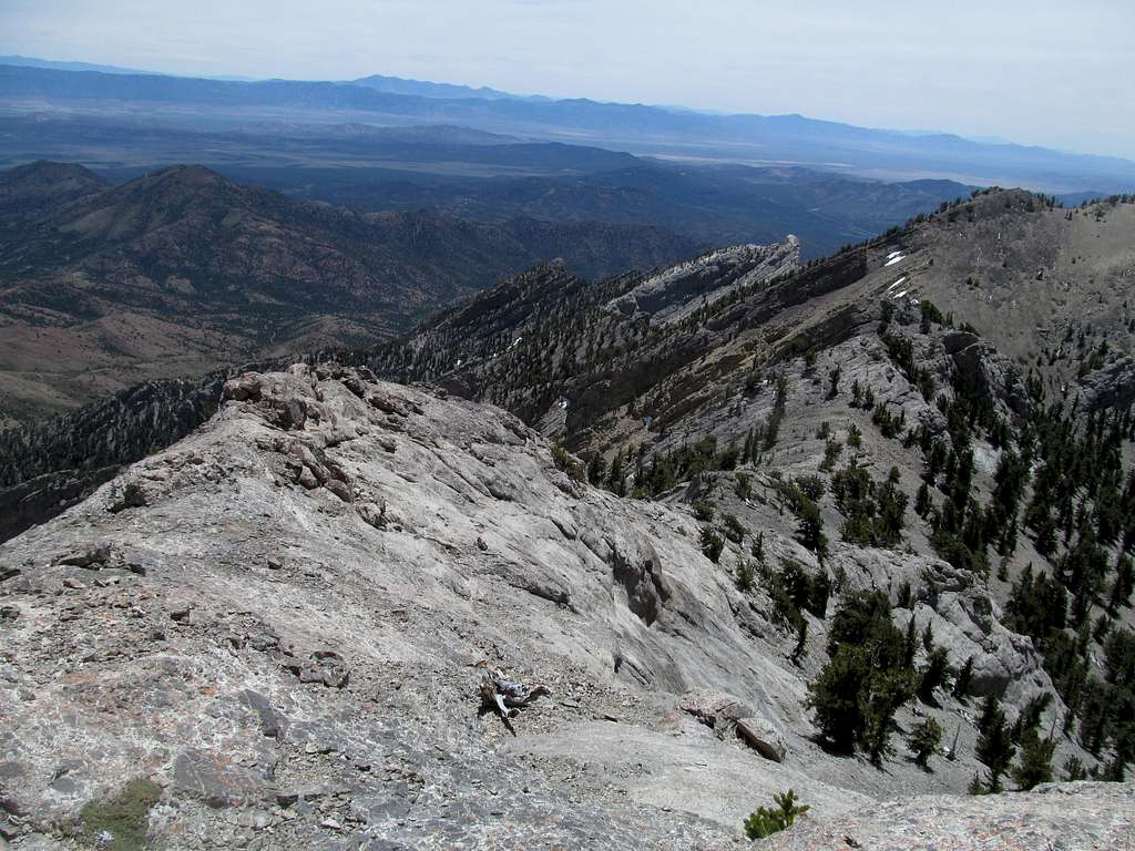 looking down the ascent ridge