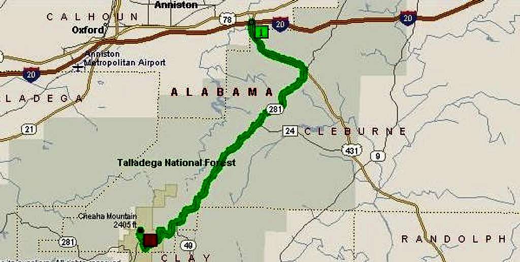 A map from I-20 Exit 191 to...