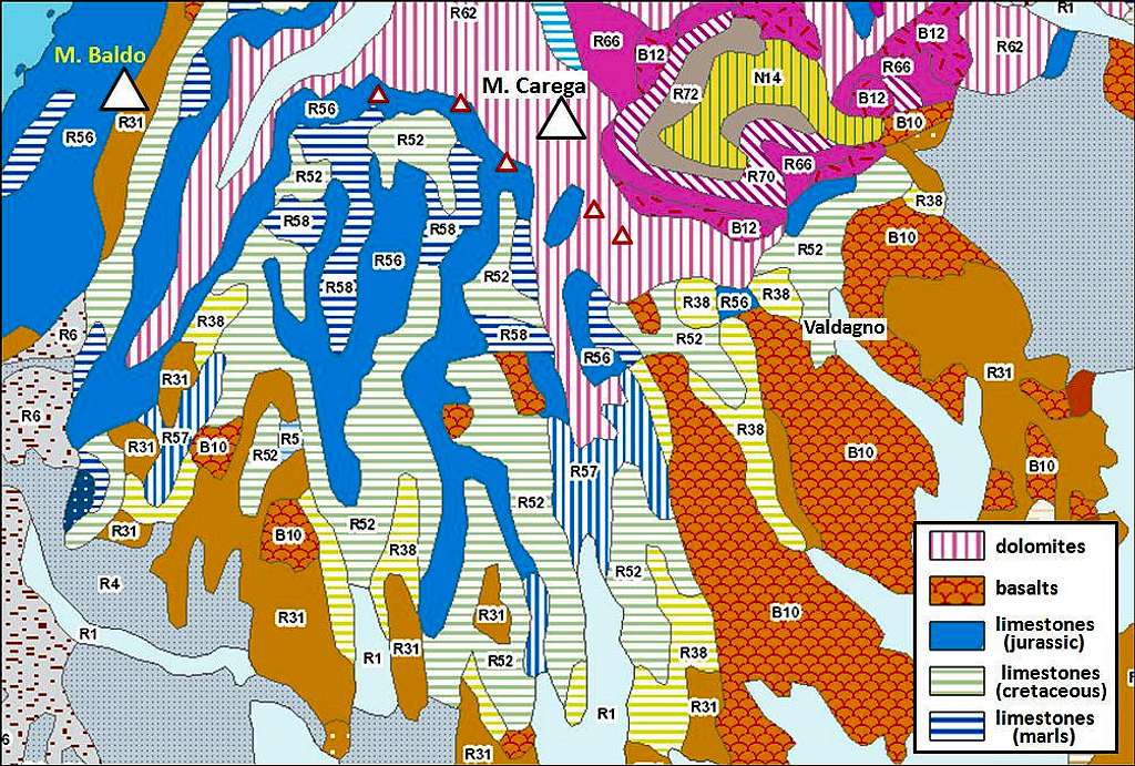 Monti Lessini geo map