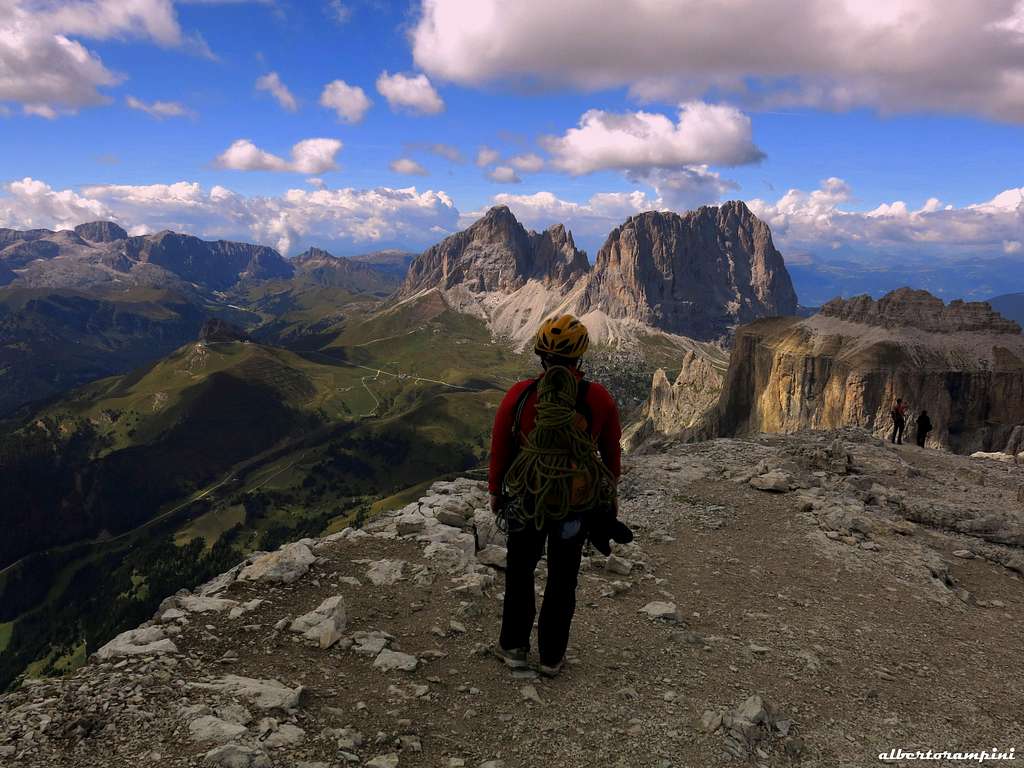 People admiring from the summit of Sass Pordoi