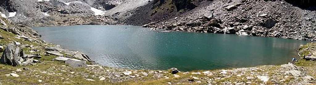 Panoramic view from the northern shore of the widest Miserino lake