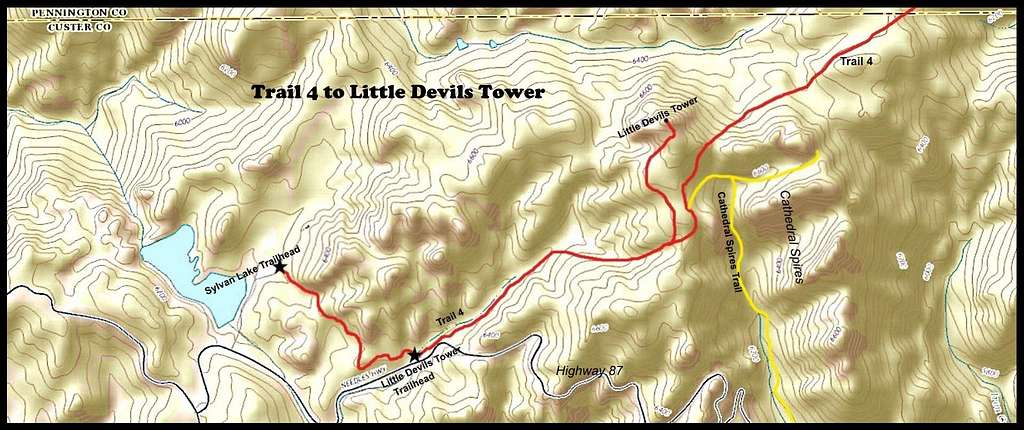 Trail Route to Little Devils Tower