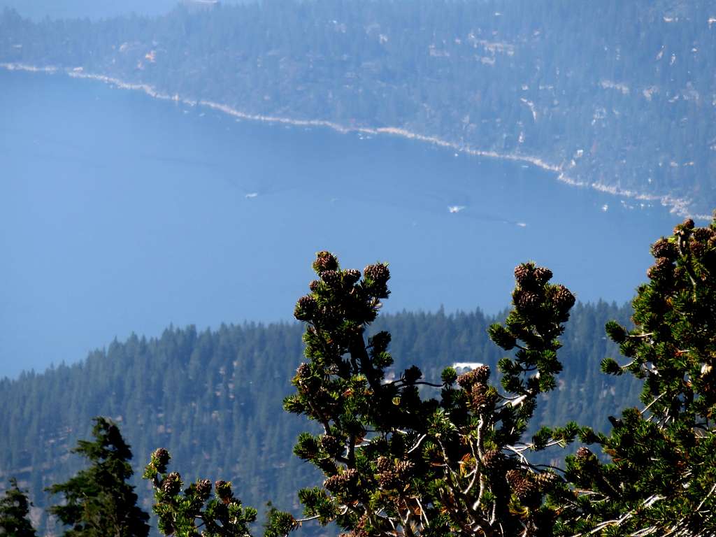 View to Lake Tahoe and Kings Beach from the summit of Incline Peak