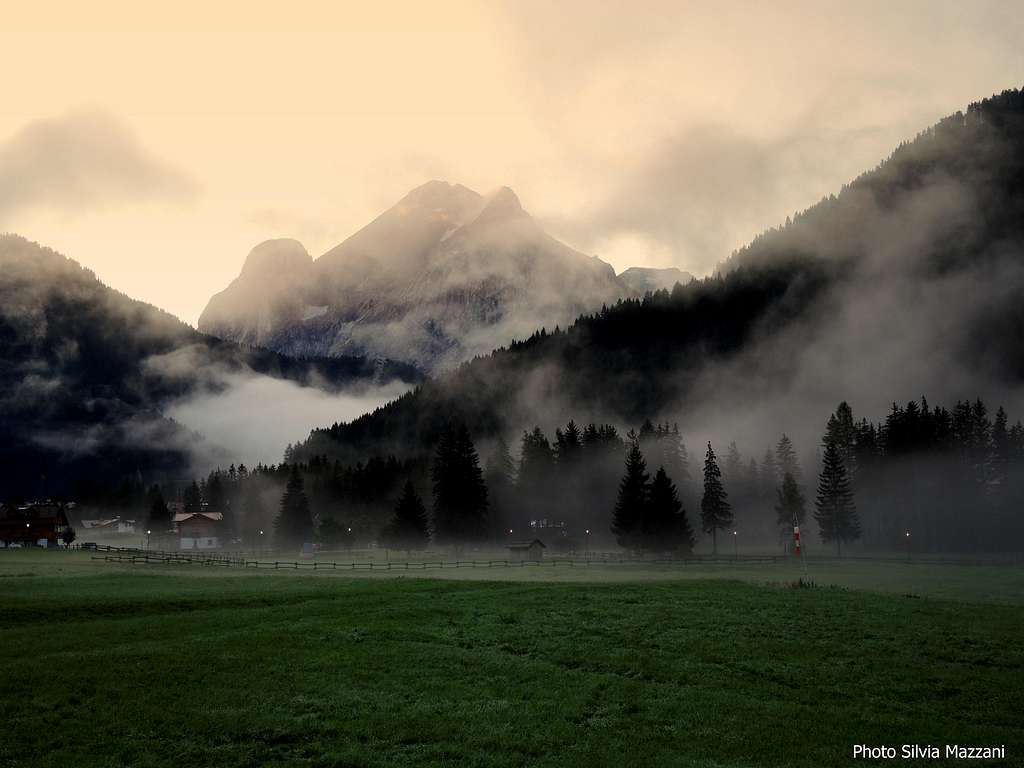 Light morning mist of September, Fassa Valley