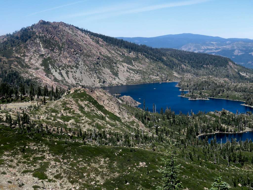 View of Mount Elwell and Long Lake from the summit of Round Lake Peak