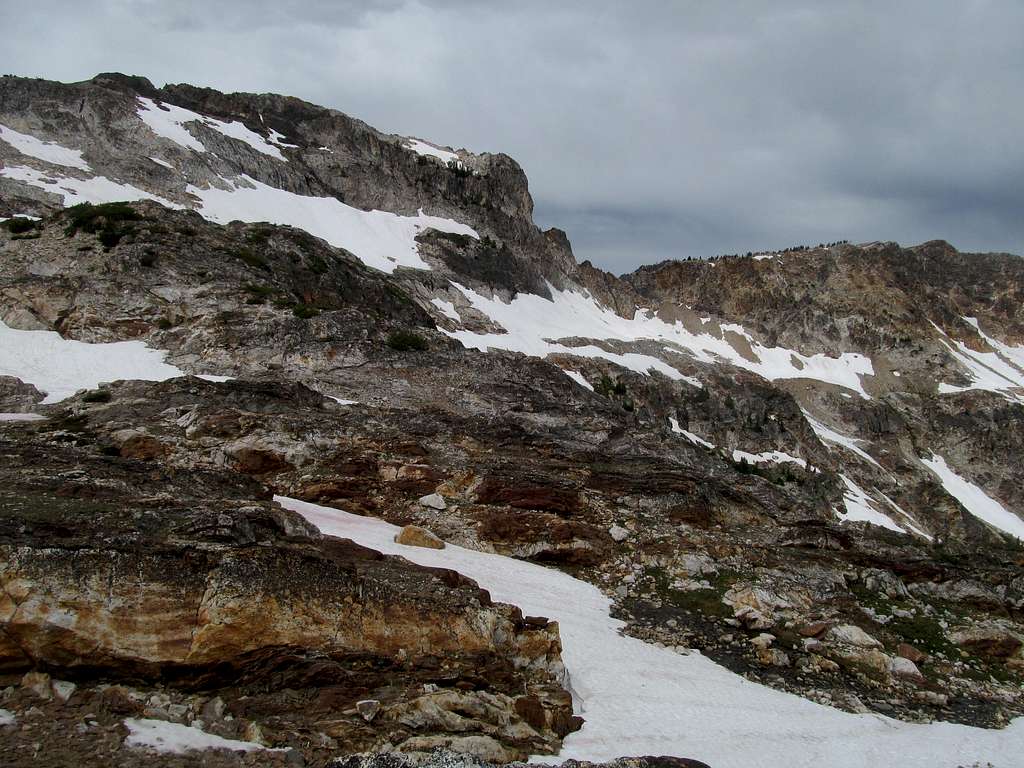 terraced granite above the headwall