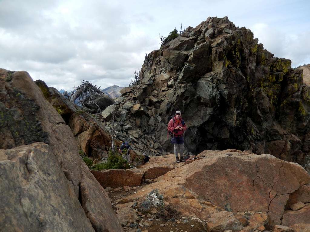 Climbing beyond the false summit of North  Paddy-Go-Easy Peak