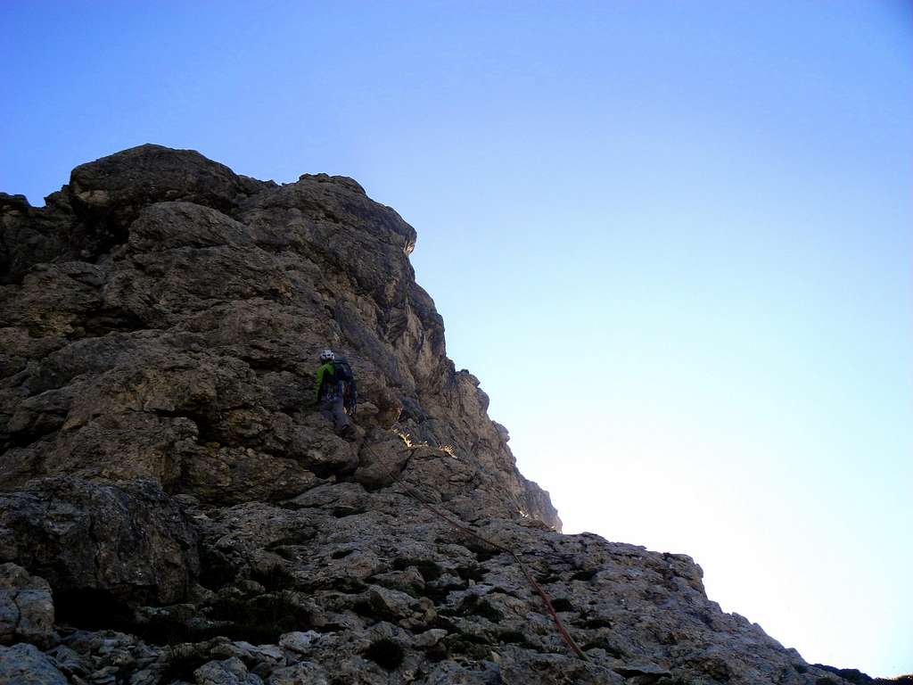 Climb on W Ridge, Sass Becè