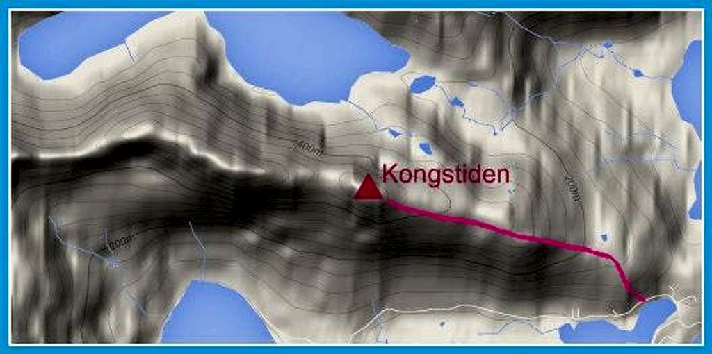 Kongstinden standard route map