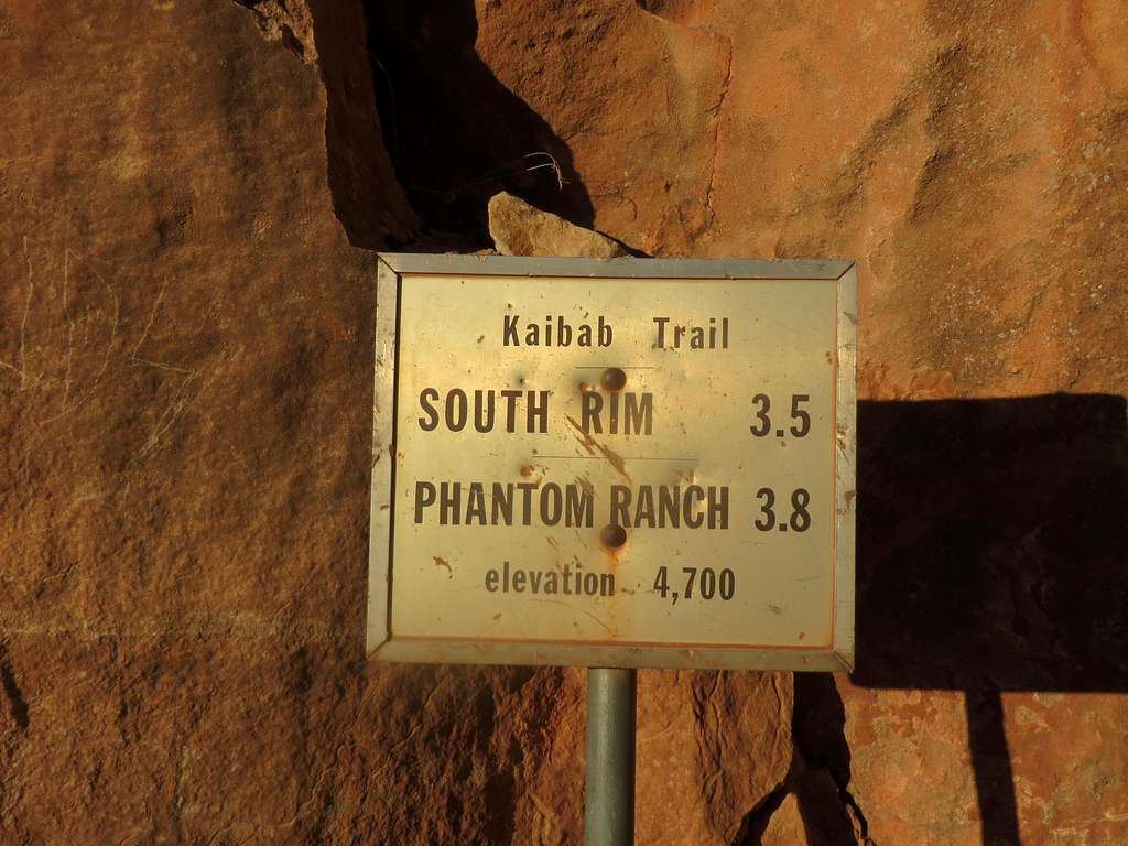Sign on South Kaibab trail