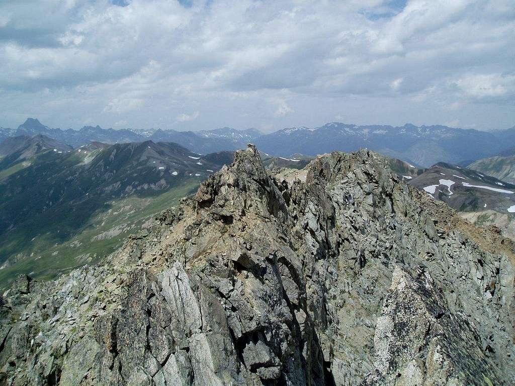 The false summit of Piza da la Val dal Forn seen from the true summit