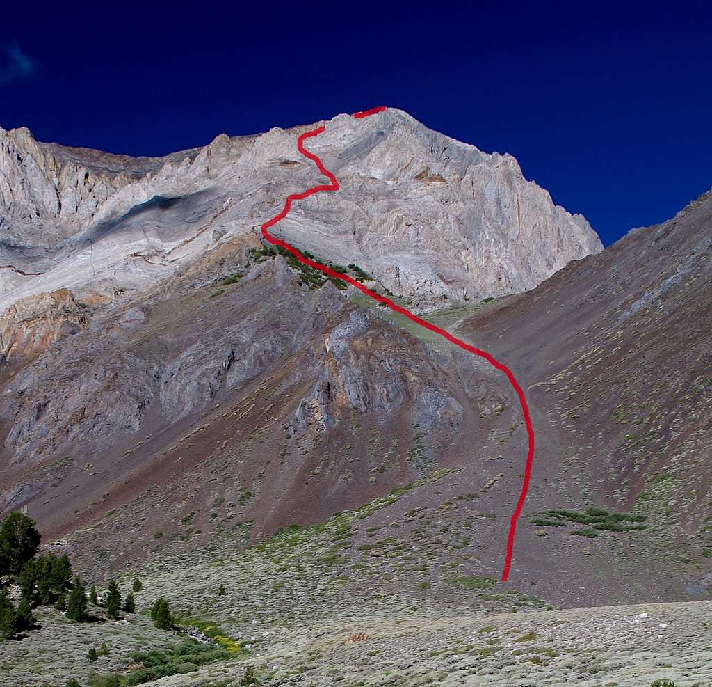 Approximate Route, East Slope of Mt. Morrison