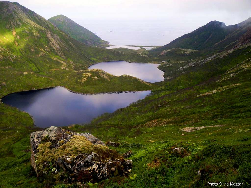 Langvaddalsvatnet lakes seen from the mountain branch, Dronningruta