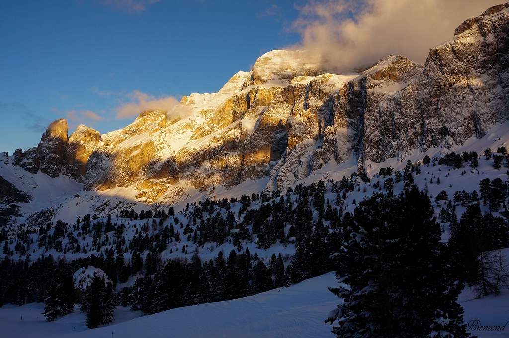 Sella's West Face on Fire