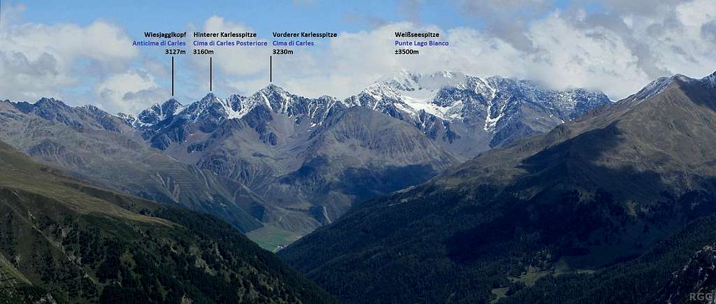 Annotated panorama of the southwestern border of the Ötztal Alps