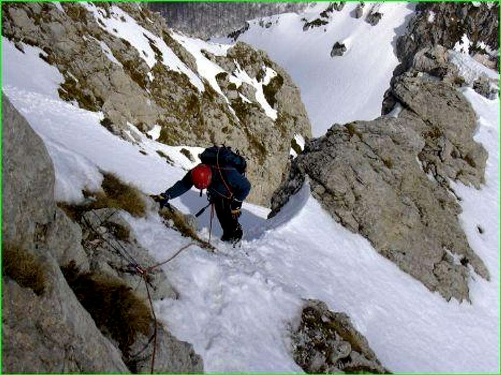 Climbing the N-ridge in the...