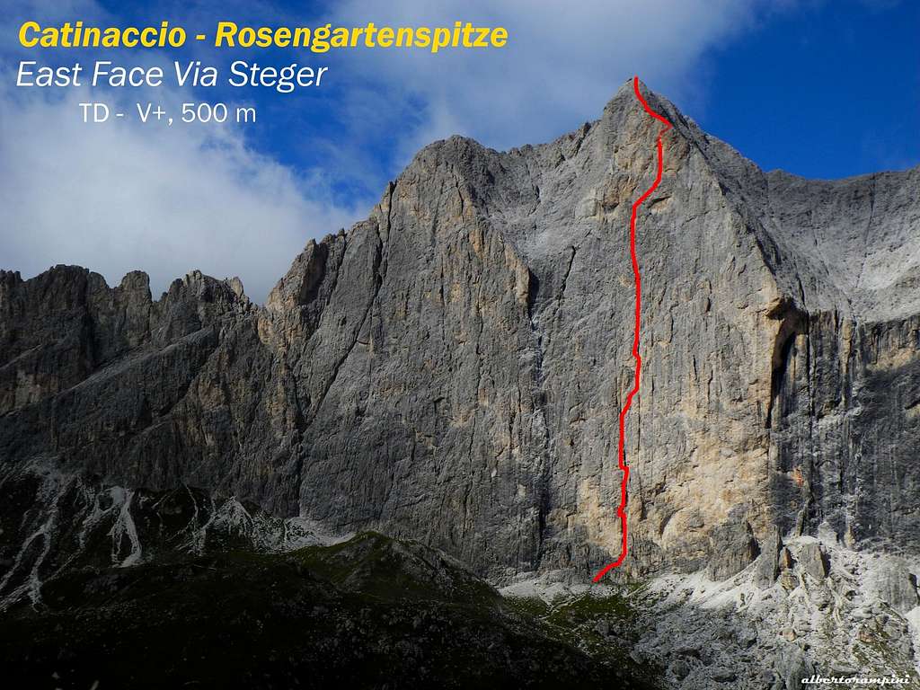 Beta of route Steger Direct, Catinaccio East Wall
