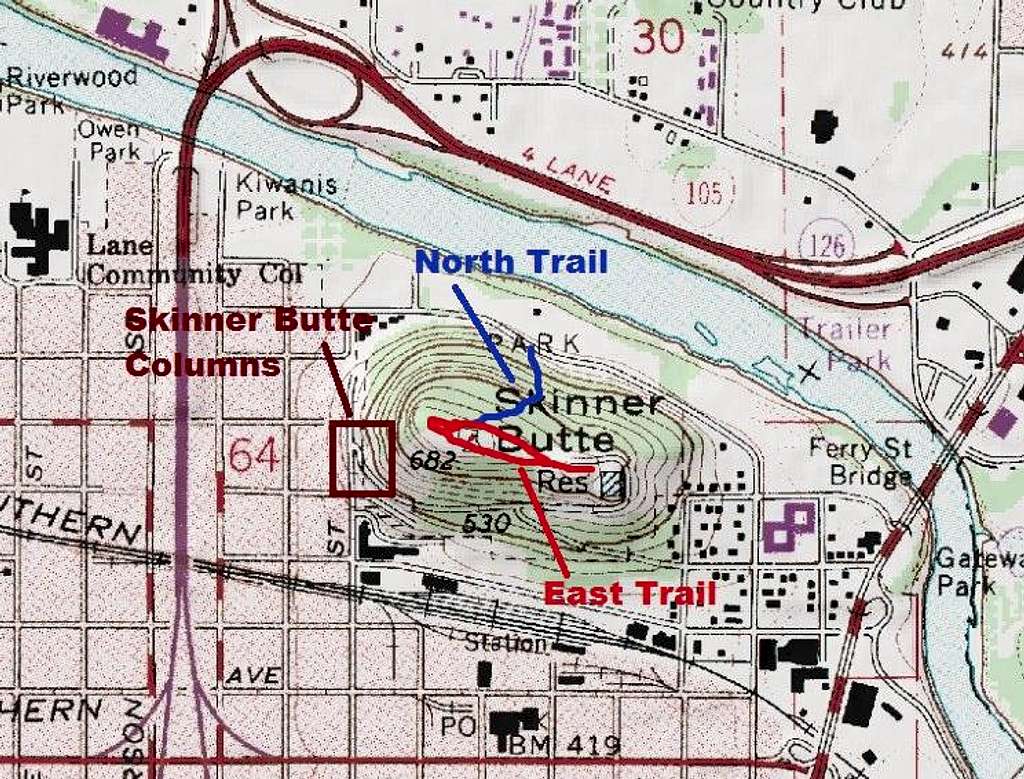Map of Skinner Butte