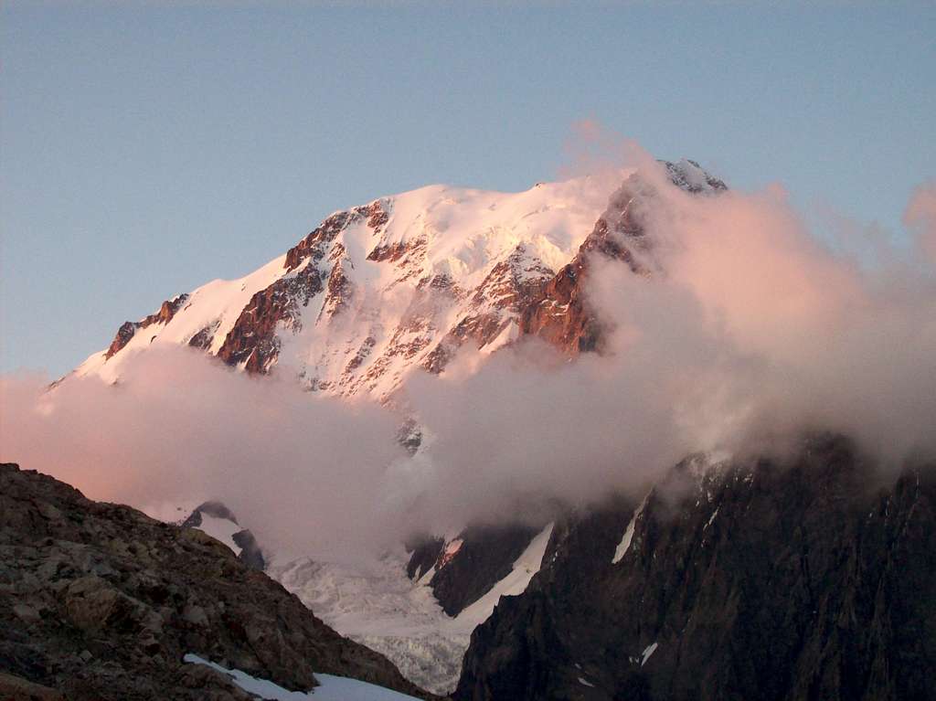 Last sunbeam on Mont Blanc