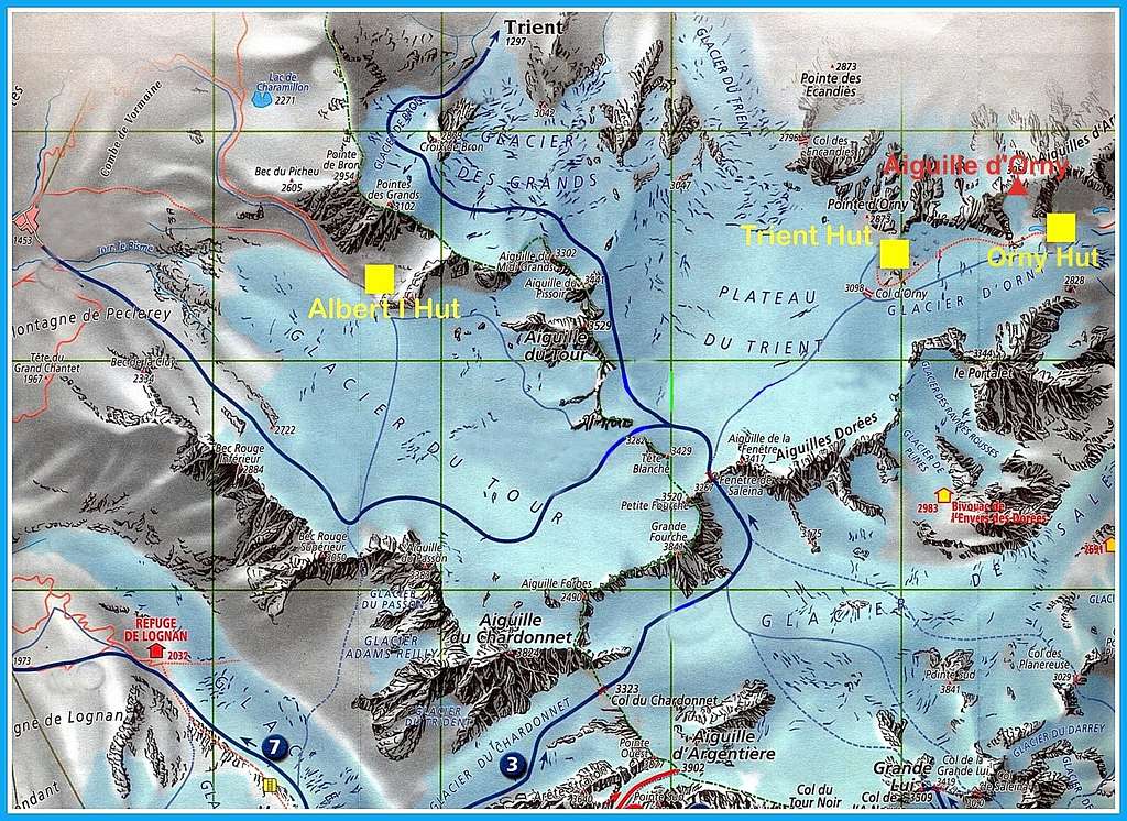 Aiguille d'Orny map