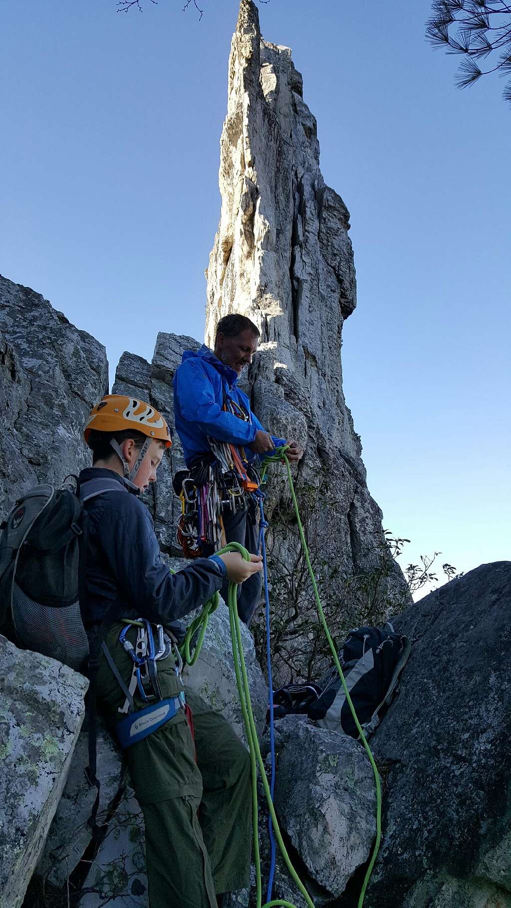 Gearing Up and Roping Up for Gunsight Notch to South Peak