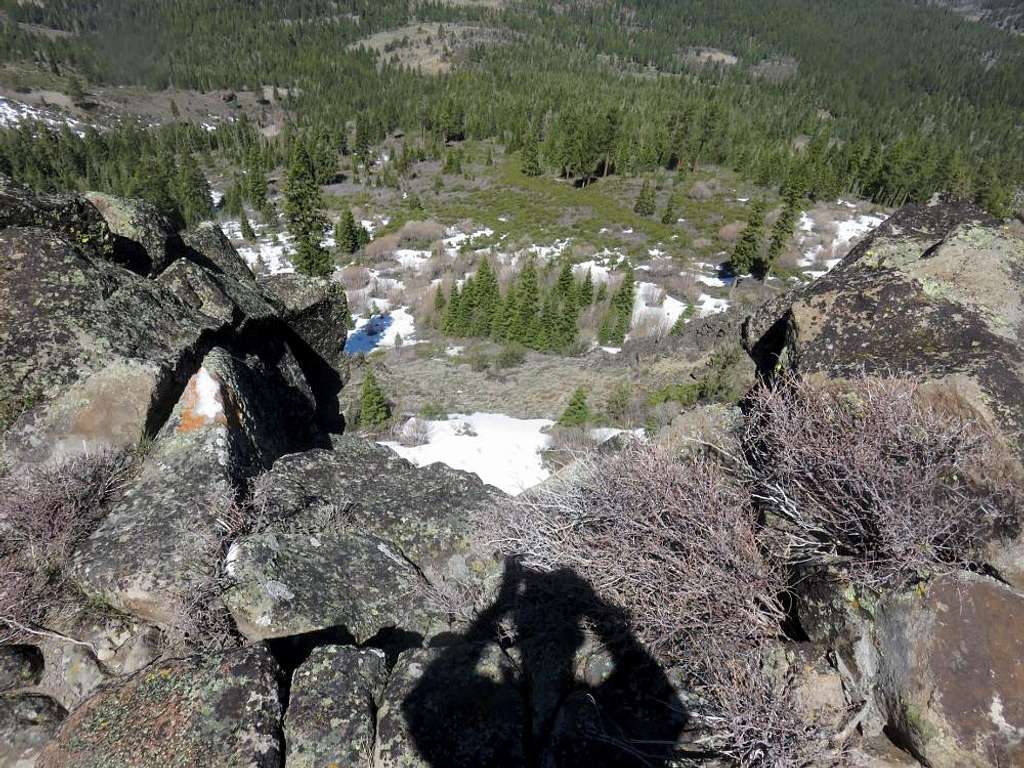 View straight down from the north summit
