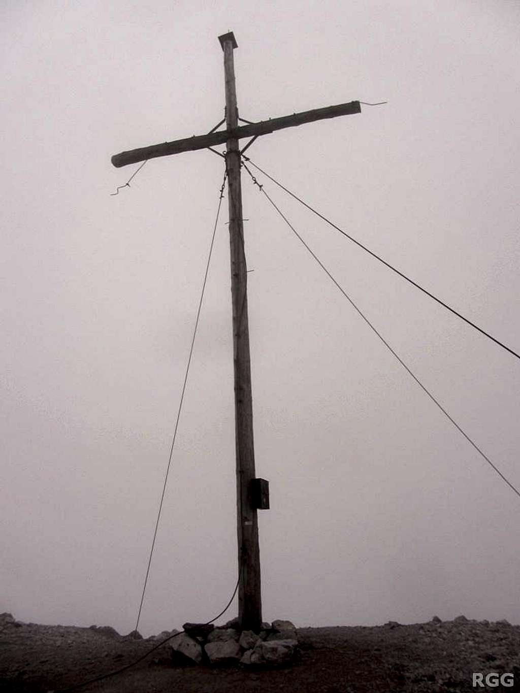 Piz Starlex summit cross (in thick fog)
