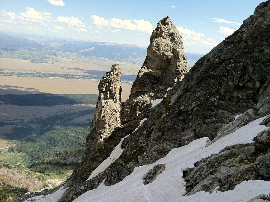 The Idol and Worshipper seen from the East Face of Teewinot, Teton Range, WY