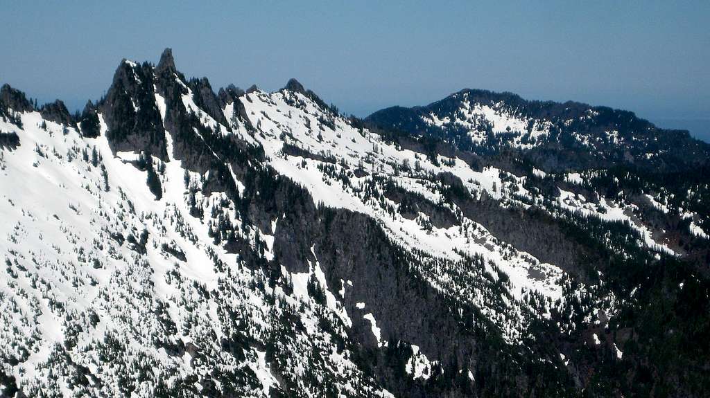 Frostbite Peak and Big Greider Peak from Mineral Butte