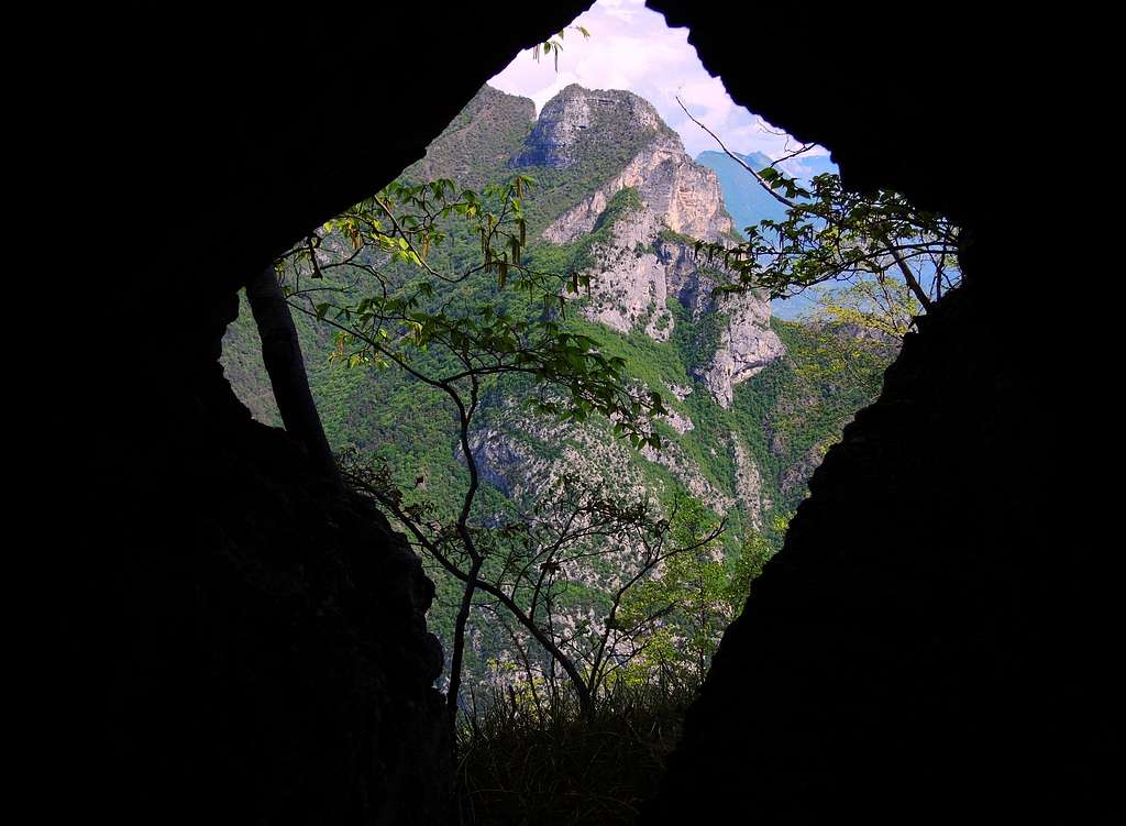 Cima Rocca seen through a WWI cave