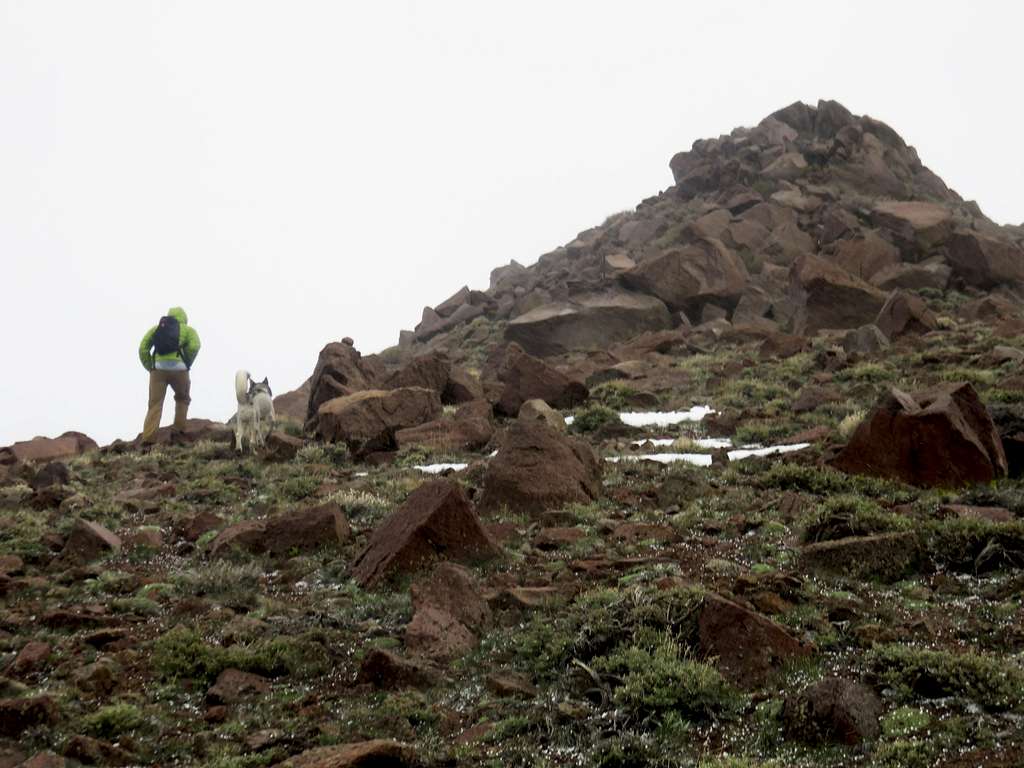 Heading to the summit of Potato Peak in a hailstorm