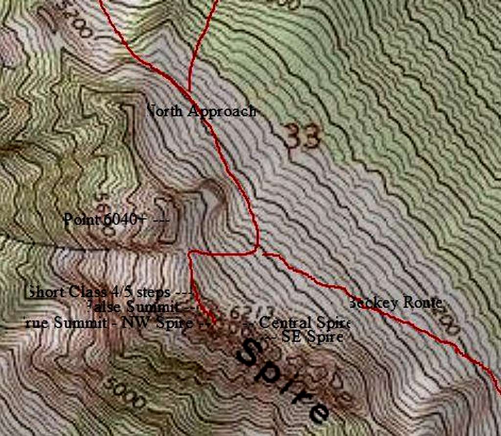 Spire Mountain closeup map