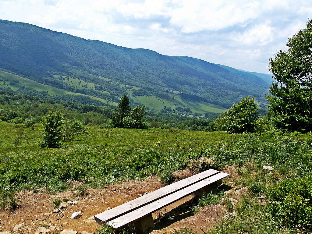 The Bench situated on the southern slope of the polonyna