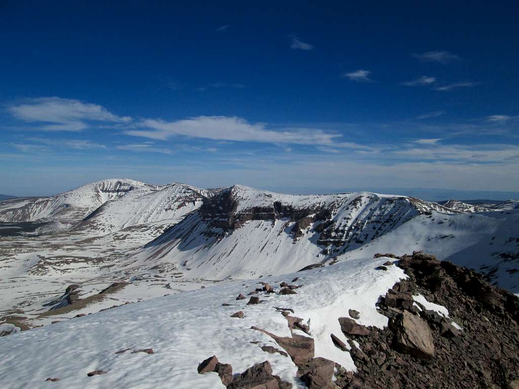 Looking south from the summit of Kings Peak with Mount Emmons on the far left