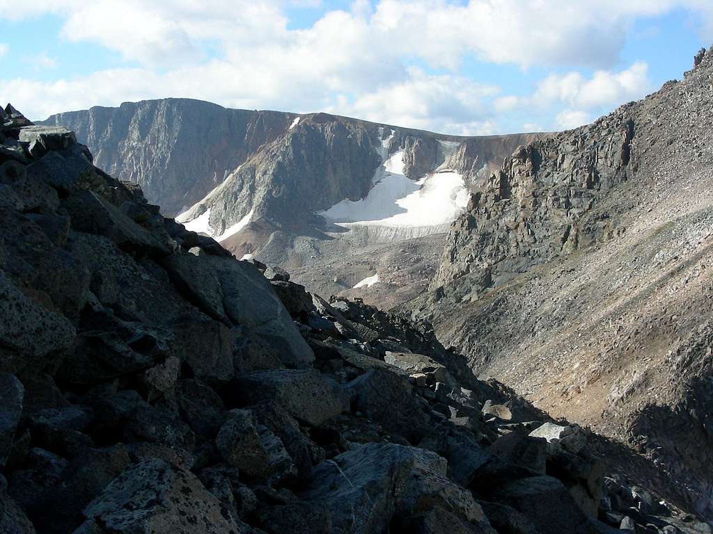 View of Phantom Creek Drainage from just below Froze-To-Death Plateau
