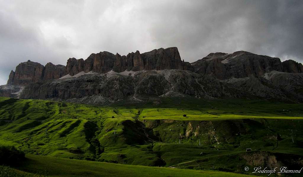 Dark clouds above Sella's South Face