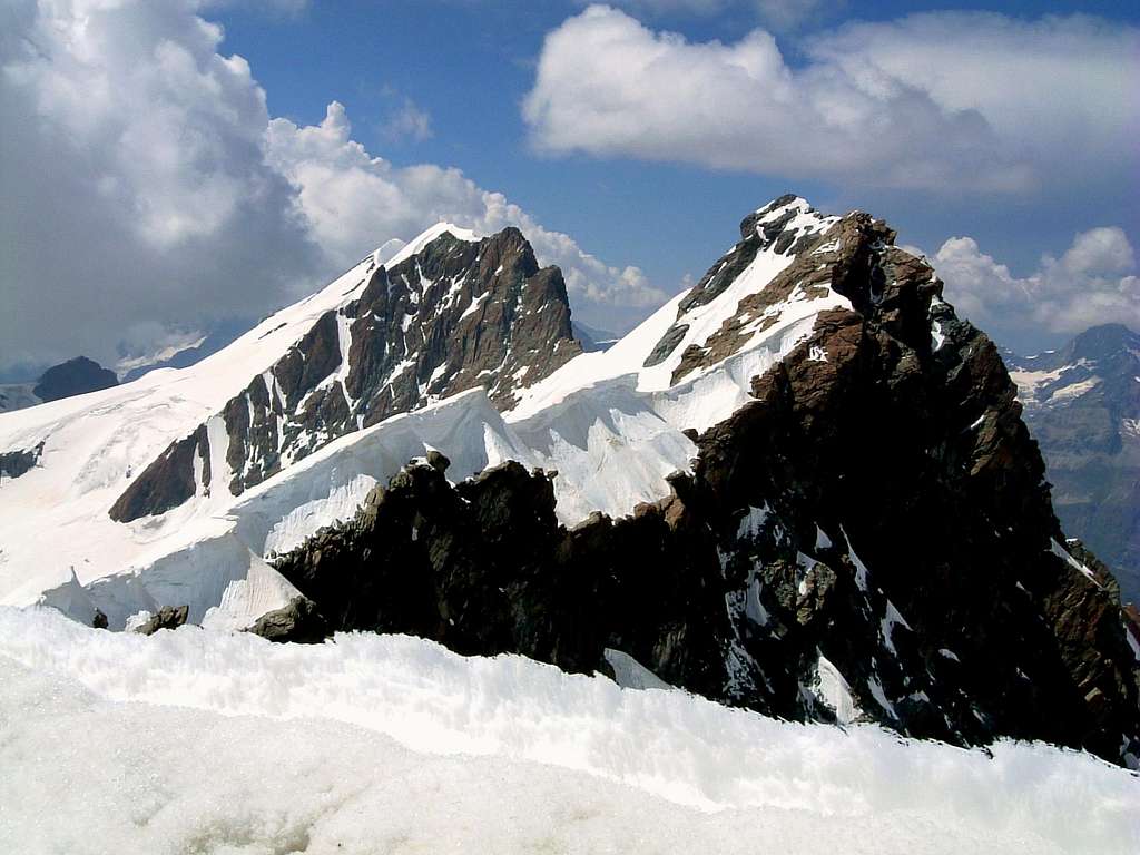 Breithorn chain seen from the summit of Roccia Nera