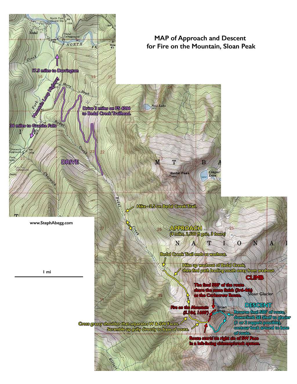 Approach map for Sloan (SW Face and 