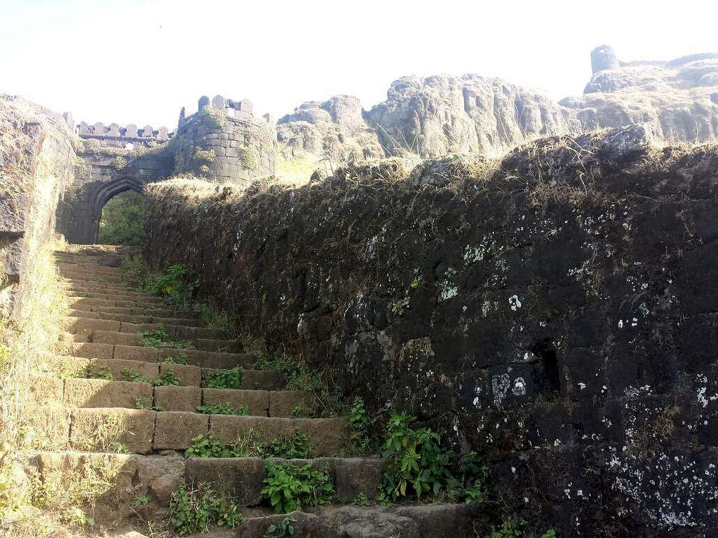 Steps up Rajgad, towards the end.