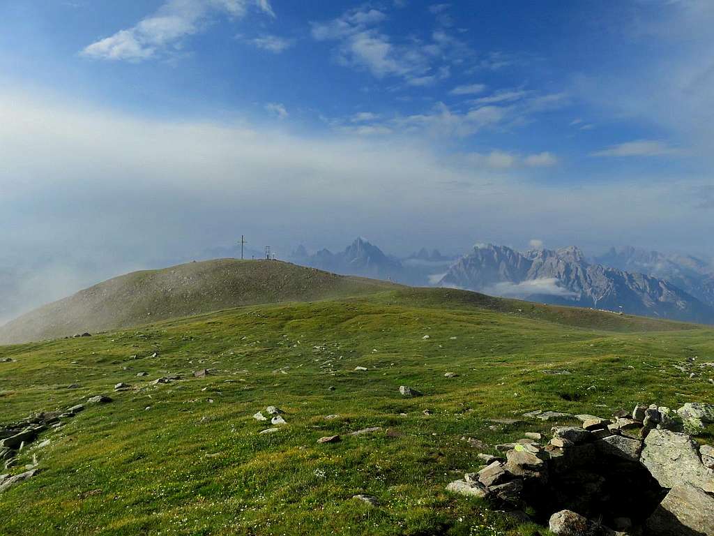 Finally summit of Toblacher Pffanhorn and view to Dolomites