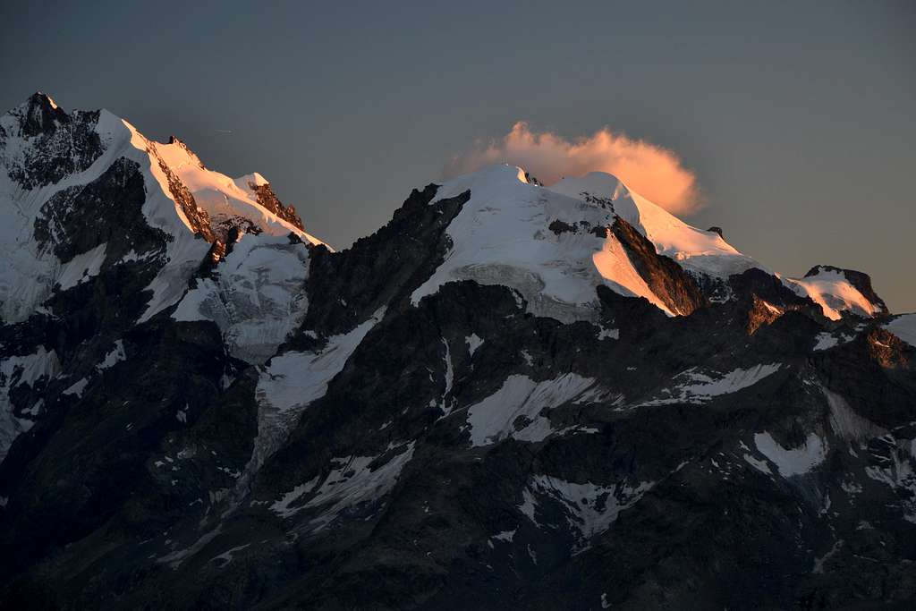 Piz Bernina and Piz Morteratsch in evening light
