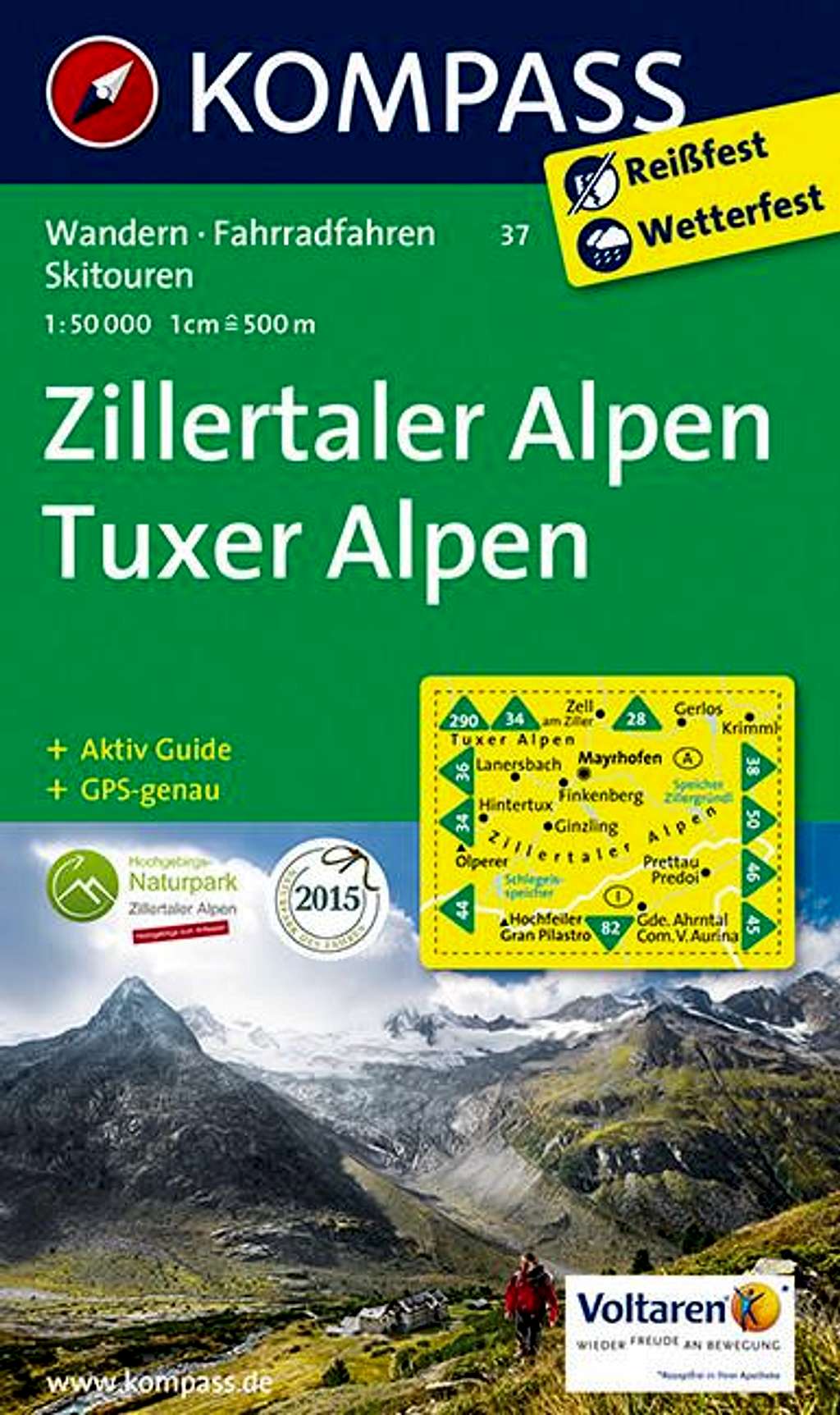 Zillertaler and Tuxer Alps map